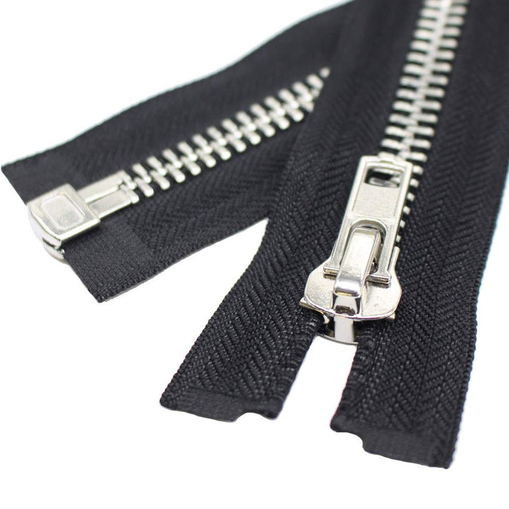 #10 24 Inch Silver Separating Jacket Zipper Y-Teeth Metal Zipper Heavy Duty Metal Zippers for Jackets Sewing Coats Crafts (24 Silver)