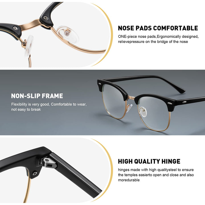 AOMASTE Blue Light Blocking Glasses Vintage Half Frame 