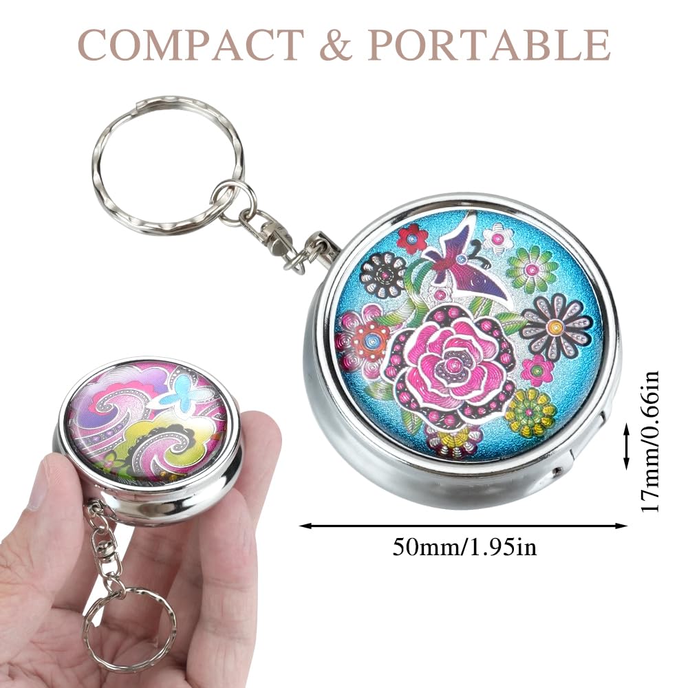 6Packs Portable Pocket Ashtray, Stainless Steel Circular Ashtray, Key Chain with Cigarette Snuffer, Modern Ash Holder for Outdoor Use