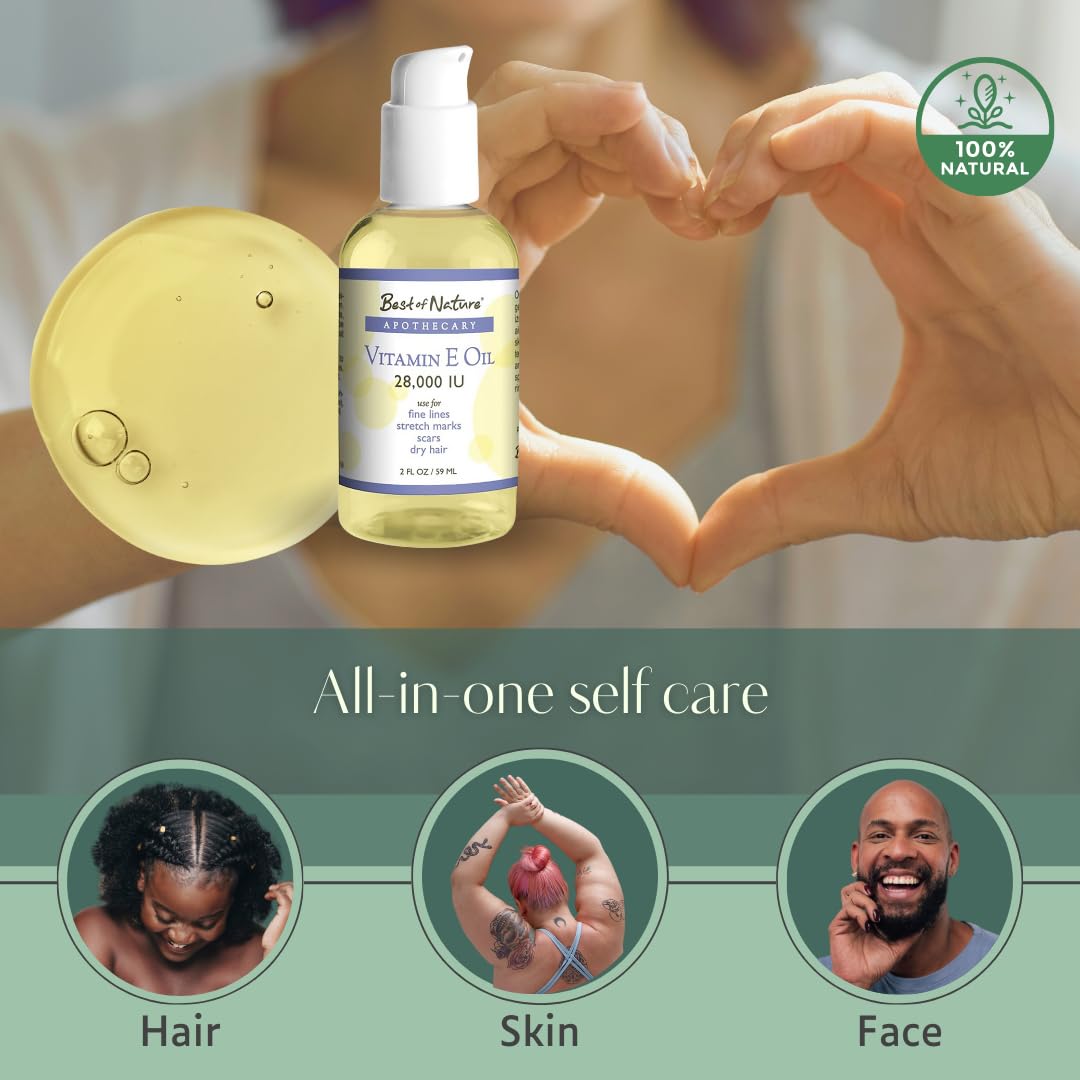 Vitamin E Oil 28,000 IU - Unscented Moisturizer for Hair, Skin, Face &amp; Hands - Damage Repair Formula