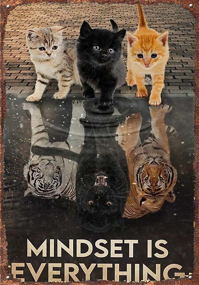 Retro Tin Signs Vintage Signs Cat Poster| Mindset is Everything Cats Poster, Cat Tiger Poster, Cat Poster Print, Cute Cat Poster, Cat Lover Gift, Cat Wall Art8x12inch
