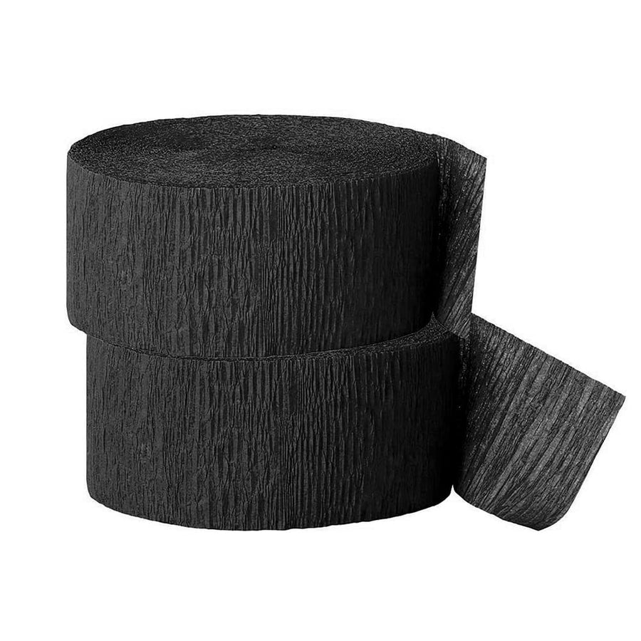 Crepe Paper Streamer, 81 Feet (2 Piece) - Party Supplies for Parties, Baby Shower, Bridal Shower (Black)