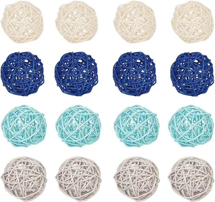 20PCS Large Blue Wicker Rattan Balls, 2.8 Inches, Vase Fillers for Table Centerpieces, Weddings, Parties, Aromatherapy Accessories