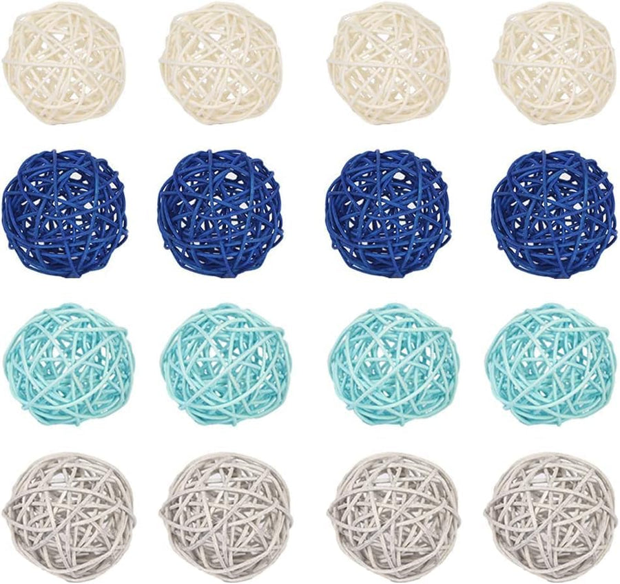 20PCS Large Blue Wicker Rattan Balls, 2.8 Inches, Vase Fillers for Table Centerpieces, Weddings, Parties, Aromatherapy Accessories