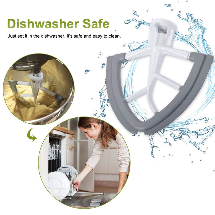 Prokitchen Flex Edge Beater for Kitchenaid Mixer, 4.5-5 Quart Tilt-Head Flat Beater for Kitchen Aid Accessories and Attachments with Silicone Edges Flex Edge Bowl Scraper Bonus 4 Soft Plastic Scraper