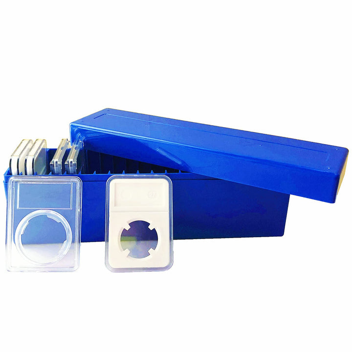 Plastic Coin Storage Box Case for 20 Slab Coin Holders Fit for PCGS NGC PCCB PMGab Coin Holders (Blue)