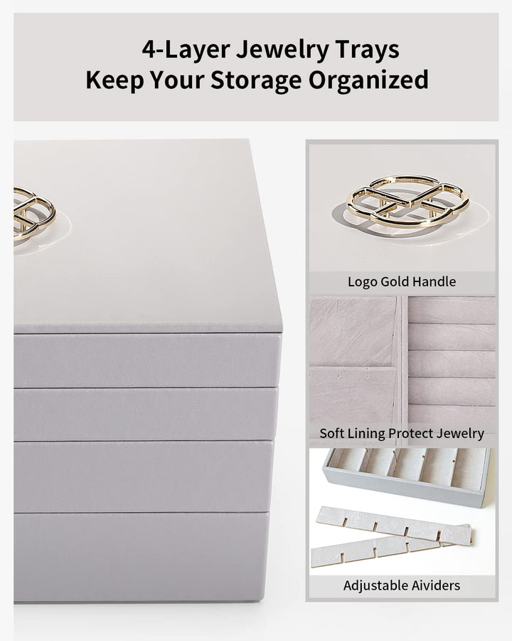 NEW Miller Jewelry Trays Stackable Showcase Display Drawer Organizer Storage- Multi-Purpose,Multiple Combinations, Large Capacity Multi-Layer Design and Fashion(Grey)