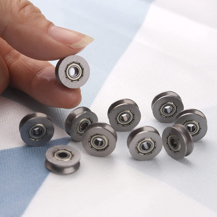 3x12x4mm V Groove Ball Bearing,20Pcs Deep V Groove Guide Carbon Steel Pulley for Rail Track Linear System