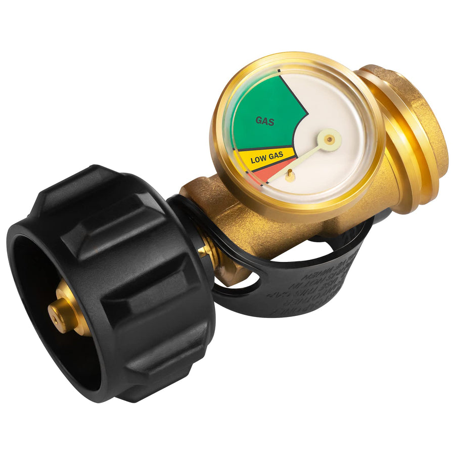 Propane Tank Gauge Level Indicator Leak Detector Gas Pressure Meter Universal for RV Camper, Cylinder, BBQ Gas Grill, Heater and More Appliances-Type 1 Connection