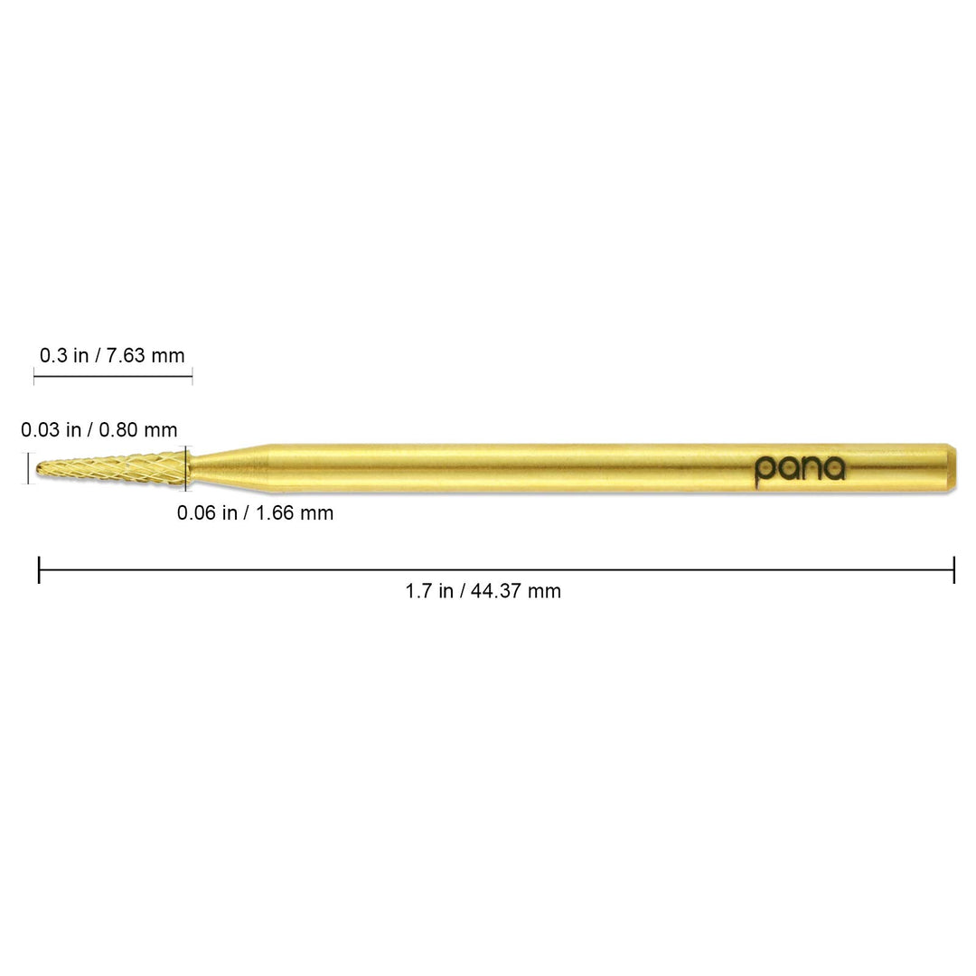 Pana 3/32 Sharp Point Bit Safety Nail Carbide Bit - Gold Color (Grit: Medium - M) for Electric Dremel Drill Machine