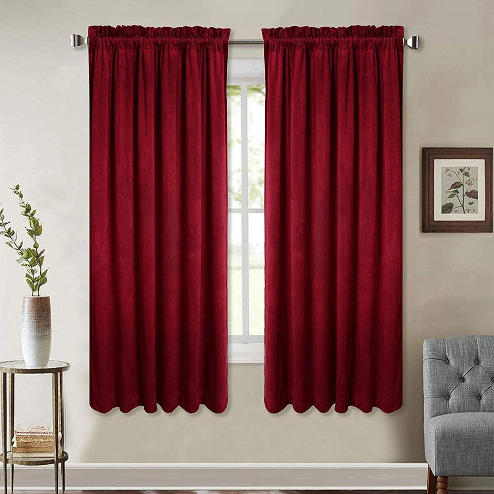 StangH Velvet Curtains 63 inch Length - Christmas Red D