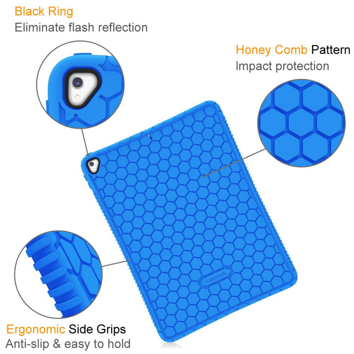 Silicone Case for 2017/2015 iPad Pro 12.9 inch (Old Model) 1st &amp; 2nd Gen - [Honey Comb Series] Lightweight Anti Slip Kids Friendly Shock Proof Silicone Protective Cover, Blue