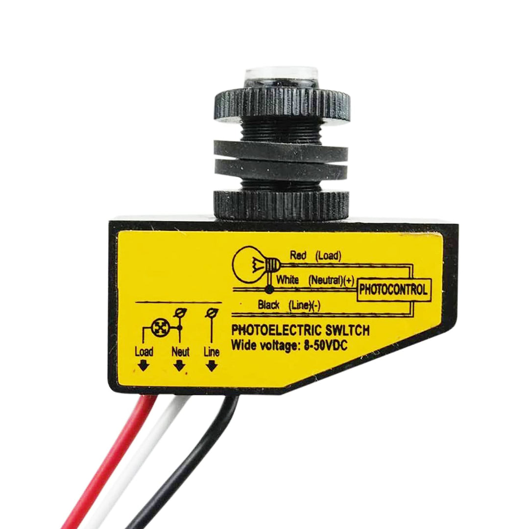 Photocell Light Control Switch DC 12V 24V 36V 48V, 3.5A Dusk to Dawn Photocell Light Switch Auto ON Off Light Sensor Control Switch 8-50V, Outdoor Sensor Photoelectric Lighting Switch