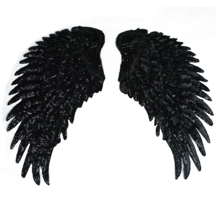 4 Pair of Wings Sequins Angel Wings Patches Applique Sew on Iron on Patch Embroidered Bling Wings for Jackets Cloth DIY Decoration Accessory Gifts