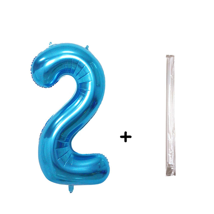 40 Inch Birthday Helium Foil Digital Balloons Glossy Blue Number 2