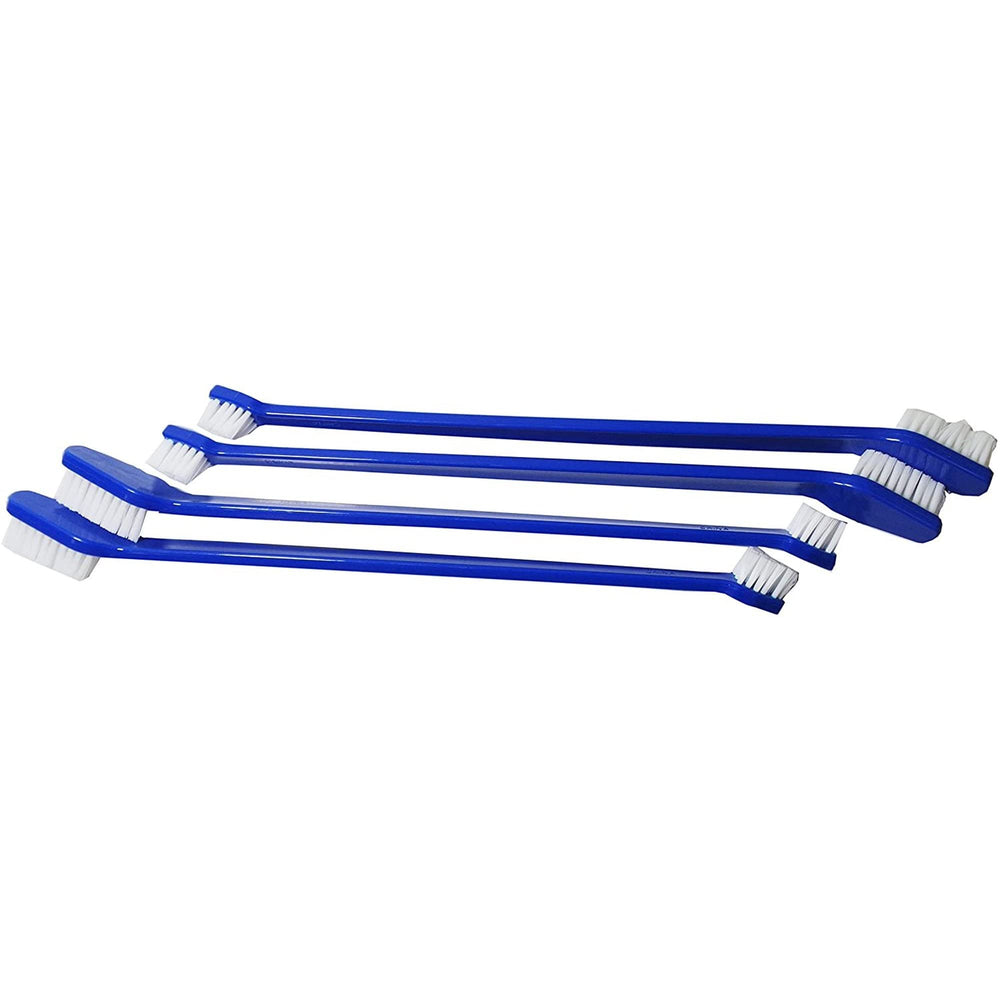 4 Piece Dog Toothbrush Set Double Sided Canine Dental Hygiene Brushes with Long 8 1/2 Inch Handles and Super Soft Bristles (Color Vary)