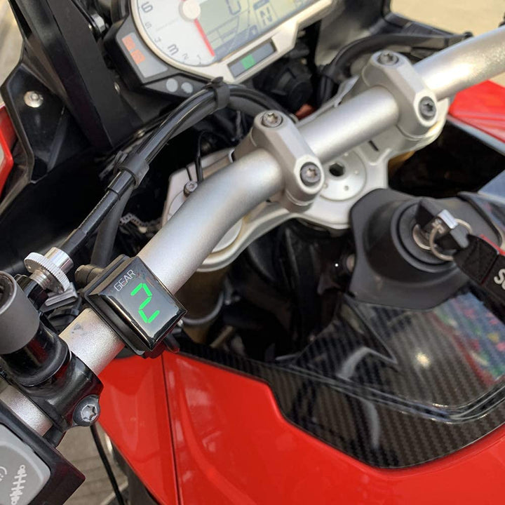 Motorcycle Gear Indicator for Honda with Holder Bracket,Waterproof LED Display Digital Display Speedometer Shift Lever Sensors Plug &amp; Play (Red)