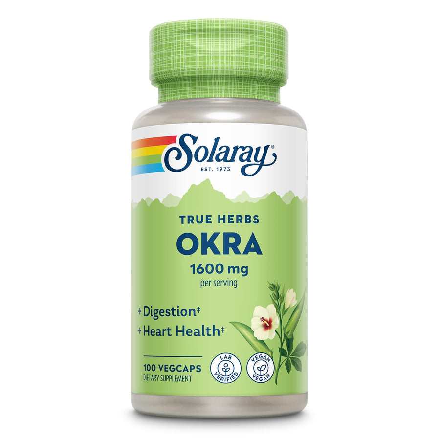 SOLARAY Okra Fruit 1600 mg - High Fiber Supplement for 