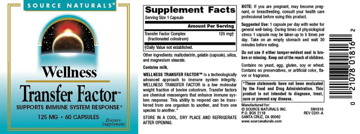 Source Naturals Wellness Transfer Factor, Supports Immu