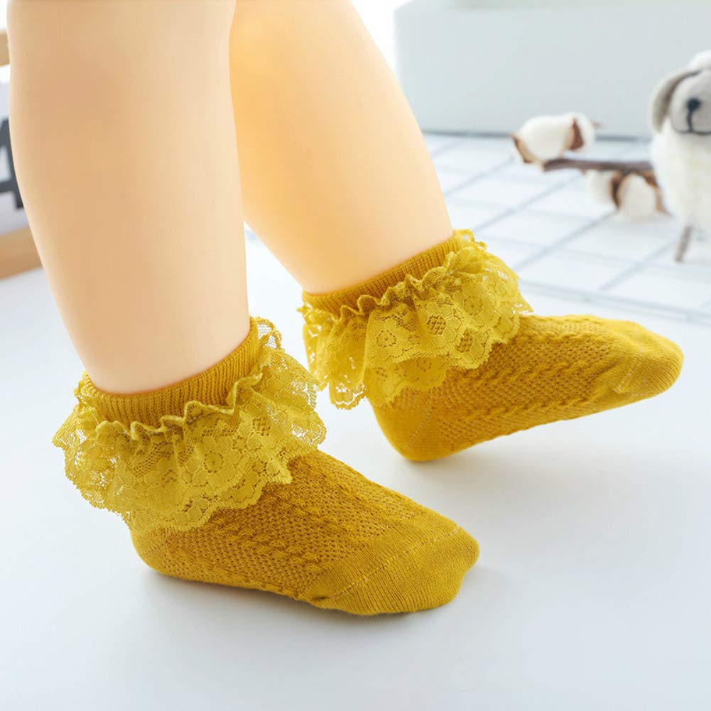 Baby Girls&#39; Eyelet Flower Socks Ankle Sock for Newborn Infant Toddlers Kids (0-12 Months)