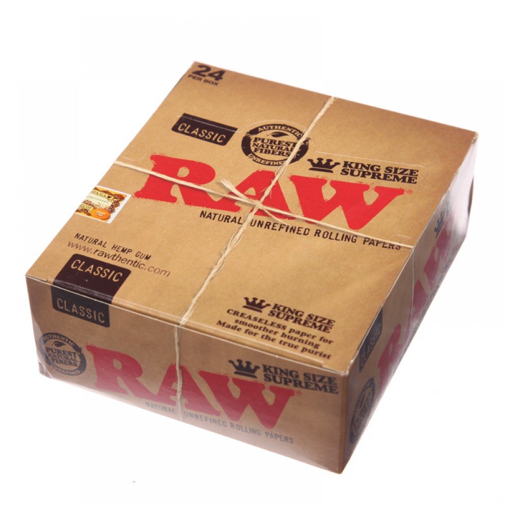 Raw Classic King Size Supreme Rolling Papers Full Box o