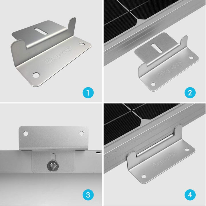 Solar Panel Mounting Z Brackets Lightweight Aluminum Corrosion-Free Construction for RVs, Trailers, Boats, Yachts, Wall and Other Off Gird Roof Installation, one set of 4 Units,Gray