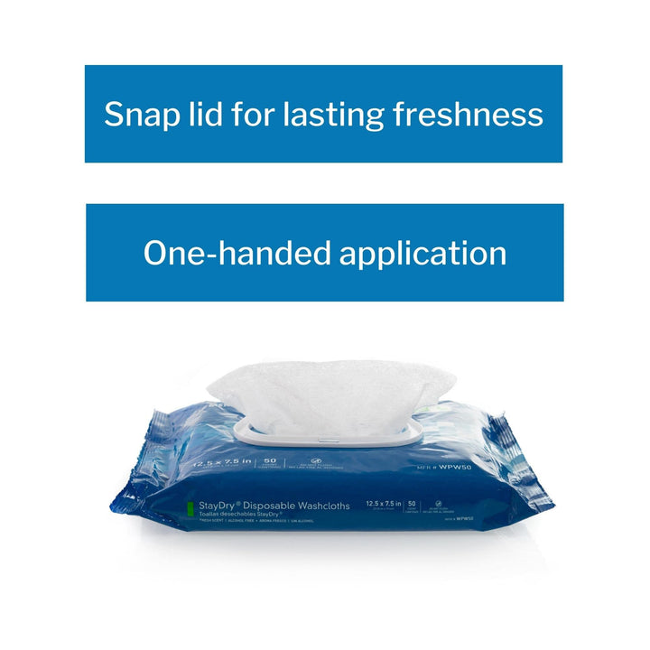 McKesson StayDryÃ‚® Disposable Washcloths with Aloe, 8 