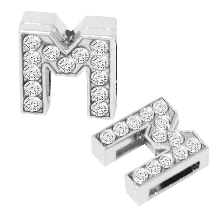 130pcs A-Z 8mm Full Rhinestones Slide Alphabet Letters for DIY Wristbands Bracelets, Jewelry Making Crafts Charms (Silver)