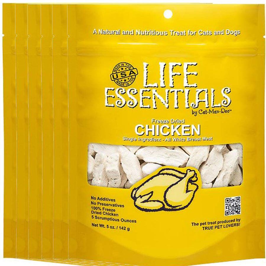 All-Natural Freeze Dried Chicken Treats for Dogs & Cats No Grains, Fillers, Additives and Preservatives Proudly Made in The USA - 6 Pack (5 oz. Bag)
