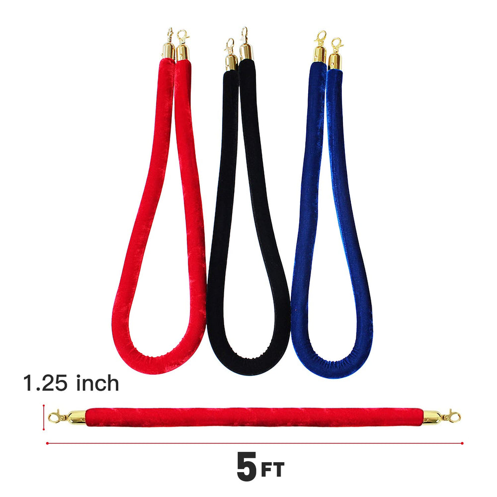 2 pcs Velvet Rope,Crowd Control Rope Safety Barrier,Thick Stanchions Queue Barrier Rope for Red Carpet Events,Holleywood Themed Birthday Party Decorations,Car Shows,Grand Opening Ceremony