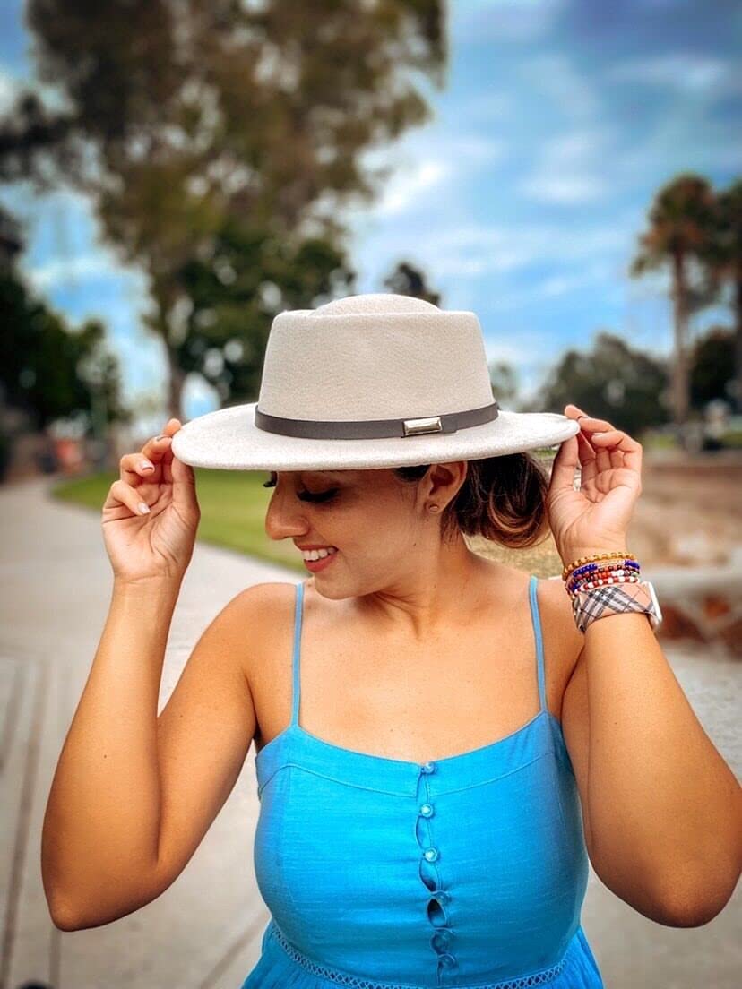 Lanzom Women Vintage Wide Brim Warm Wool Fedora Hat Bel