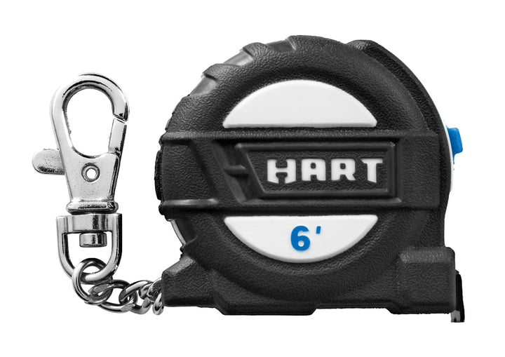 HART 3-Pack 6 Foot Compact Measuring Tape Keychain,Wide-Blade