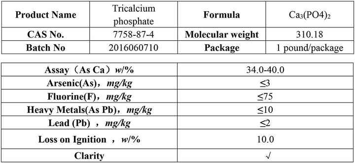 Eastchem® Tricalcium Phosphate,White amorphous Powder,CAS NO.:7758-87-4(500g)