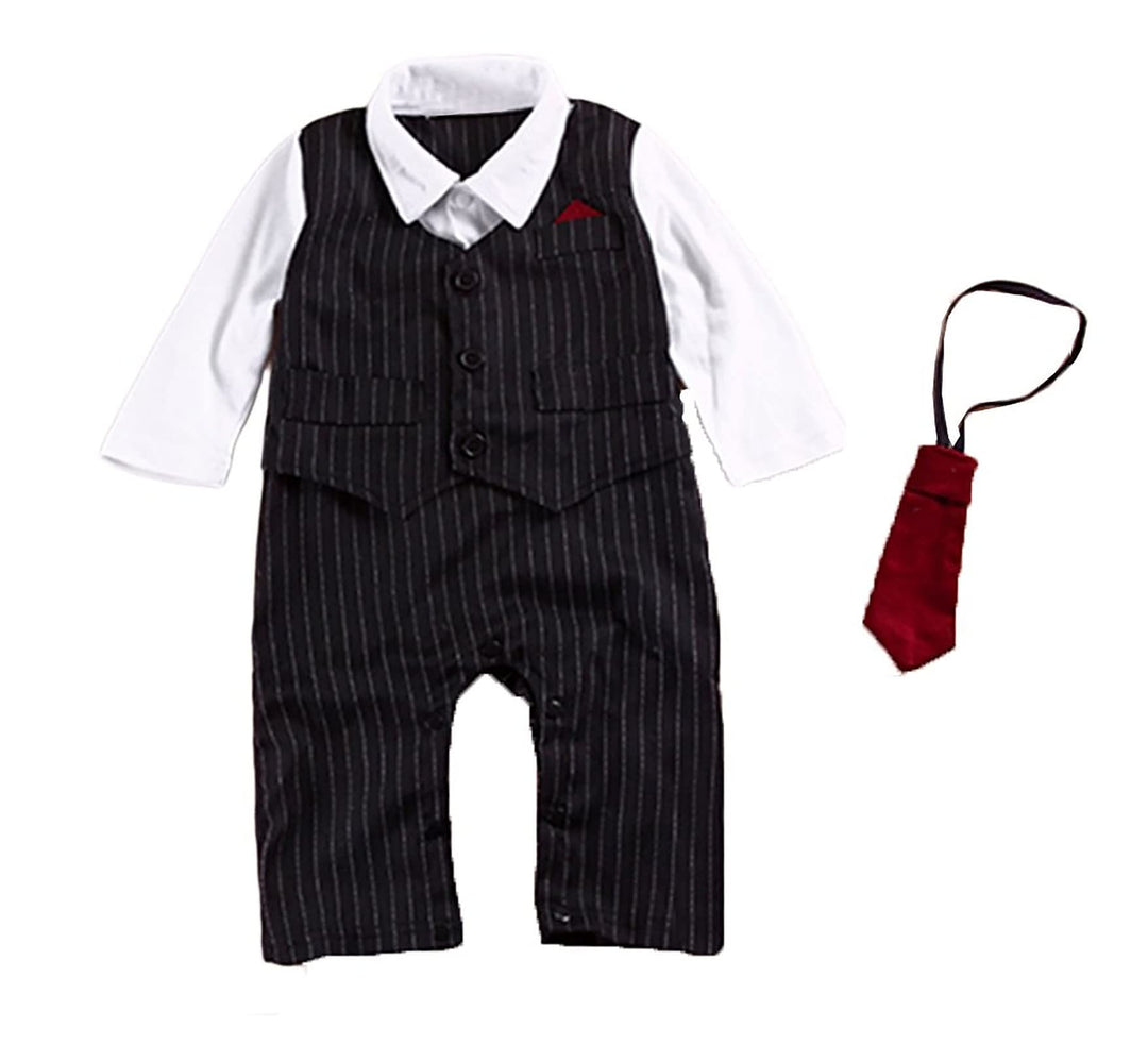 Baby Boy Formal Party Wedding Tuxedo Waistcoat Outfit Suit 3-6months Black