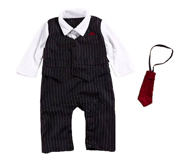 Baby Boy Formal Party Wedding Tuxedo Waistcoat Outfit Suit 3-6months Black