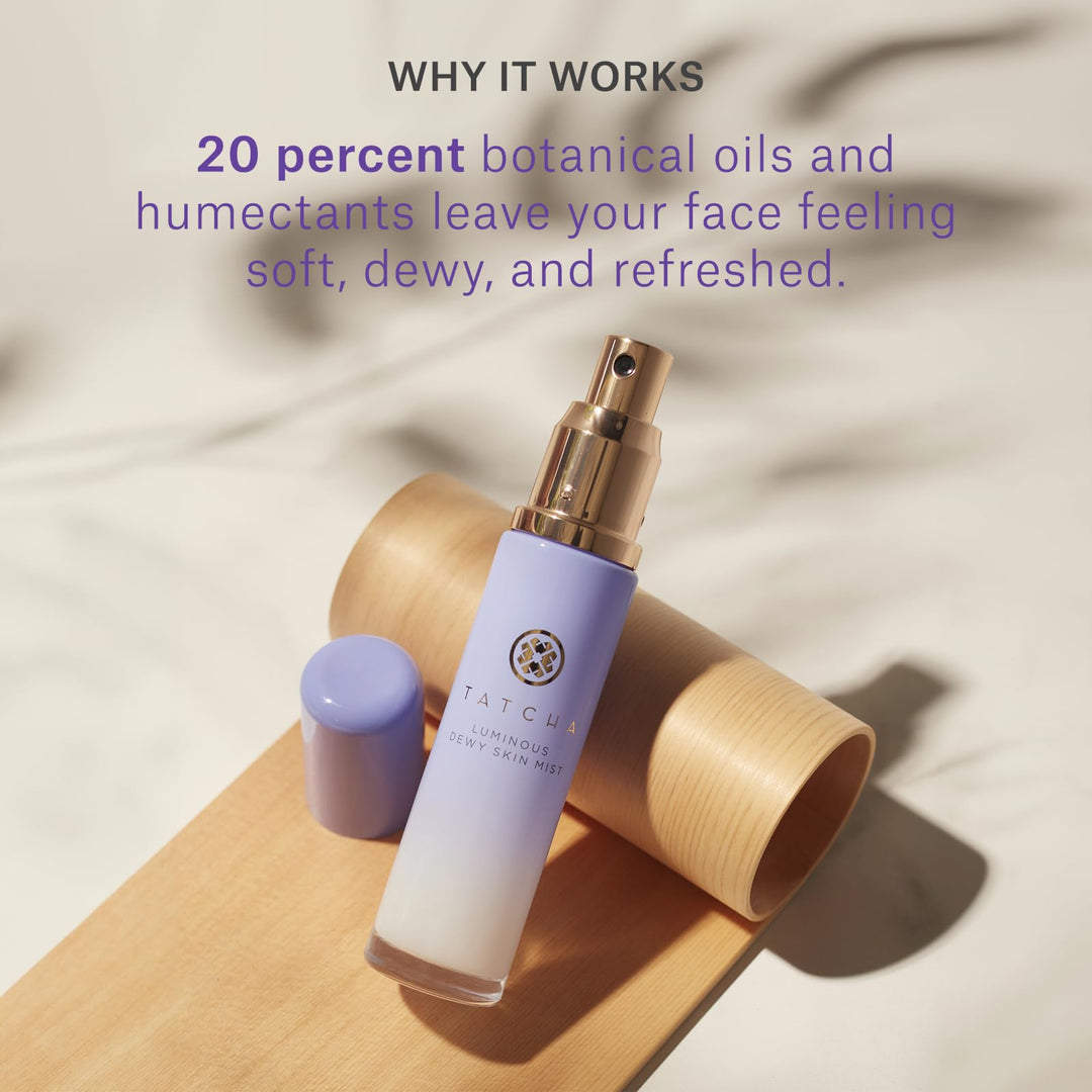 Tatcha Luminous Dewy Skin Mist | 2-in-1 Hydrator &amp; Finishing Spray with Hyaluronic Acid for a Dewy Glow | 1.35 oz