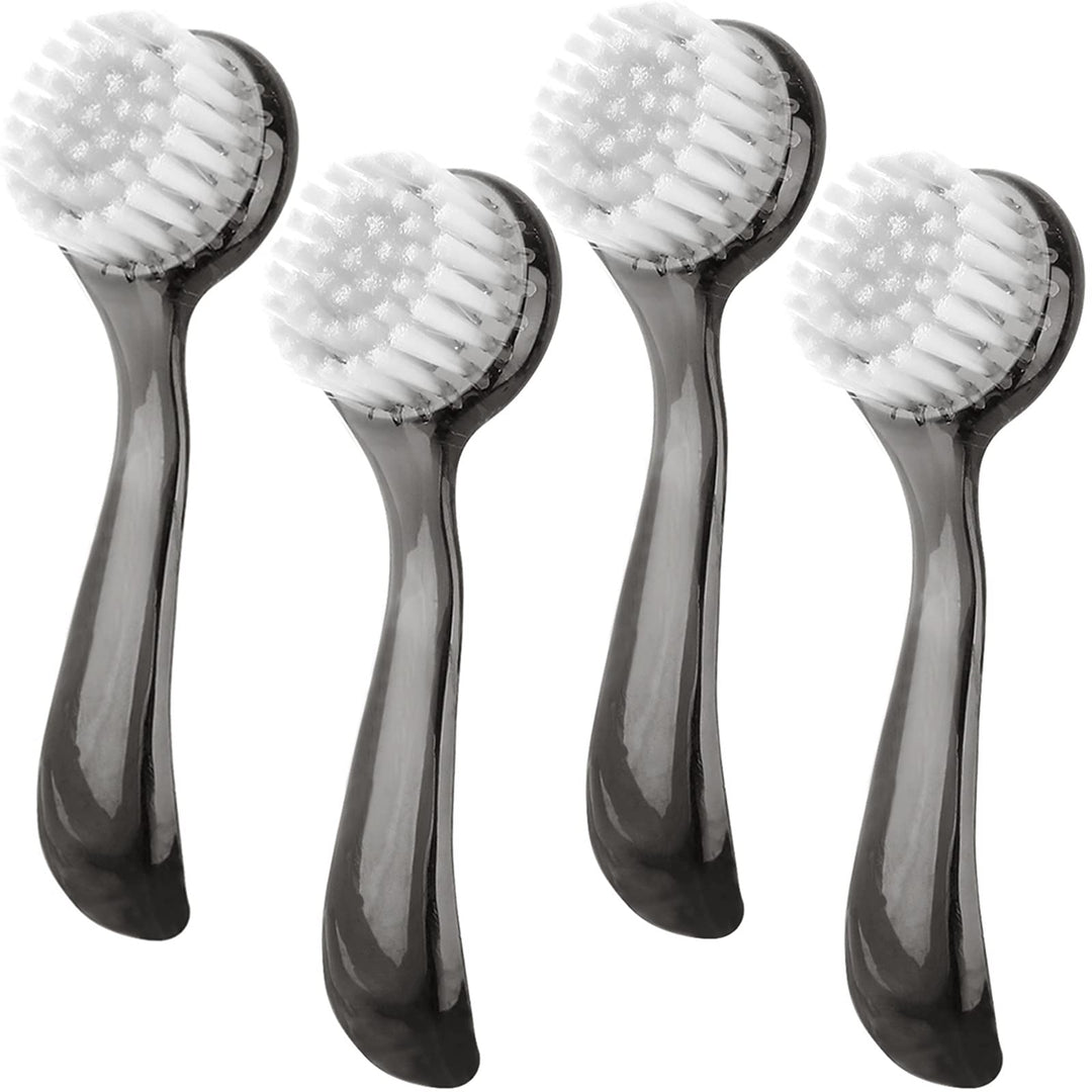 Facial Cleansing Brush, Facial Exfoliating Brush Face Wash Scrub Exfoliator Brush for Makeup Skincare Removal, 4 Pack (Transparent Black)
