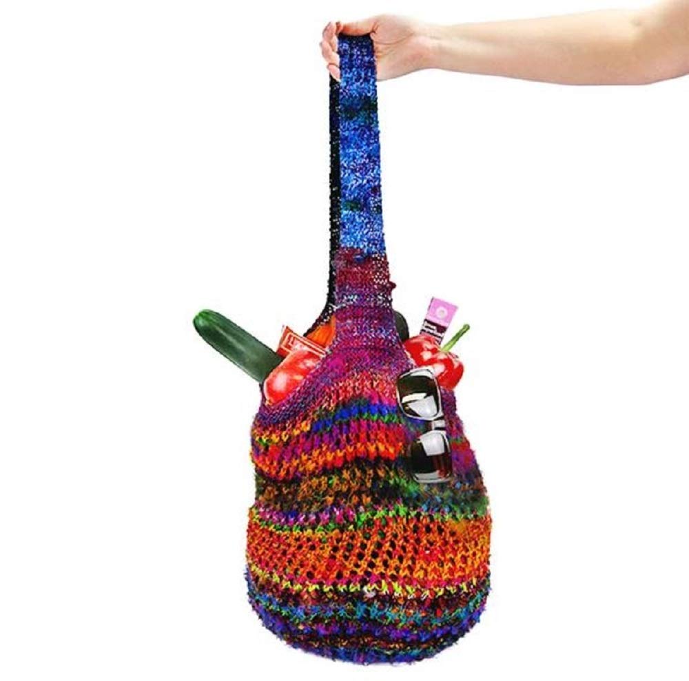 Recycled Sari Silk Yarn, Multi-Color Pure Silk Yarn, Made from Handspun Used Sari Fabric Ribbon Scraps, Rainbow Yarn for Knitting, Weaving &amp; Crocheting 100 Grams per Ball (2-Pack)