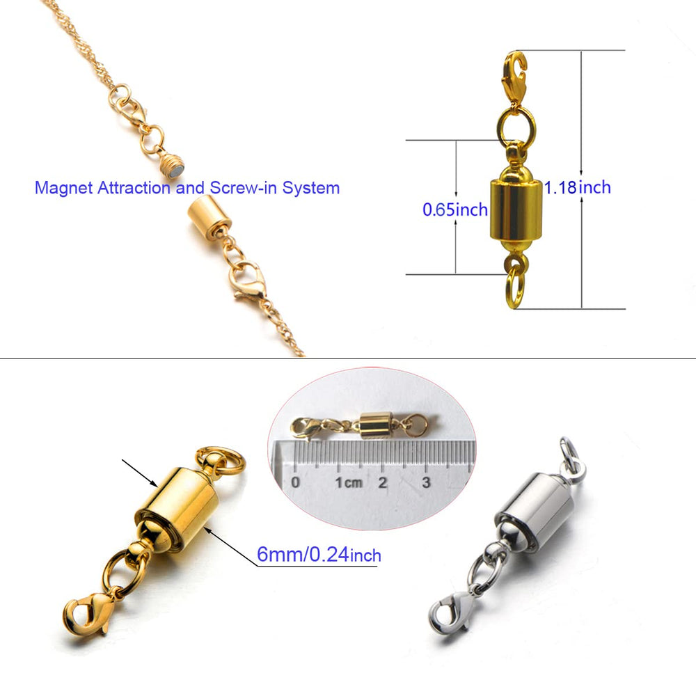 Screw Magnetic Clasps for Necklaces Safety Magnetic Locking Jewelry Clasp Converter