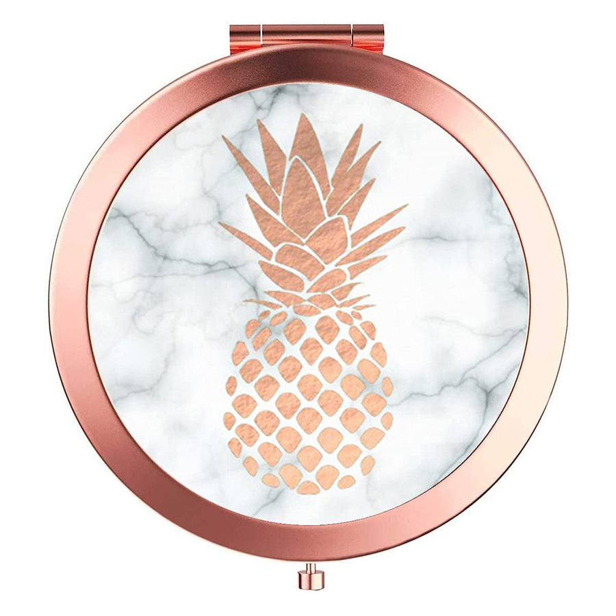 Magnifying Compact Cosmetic Mirror 2.75 Inch Round Pocket Makeup Mirror Folding Handheld Travel Makeup Mirror - Pineapple