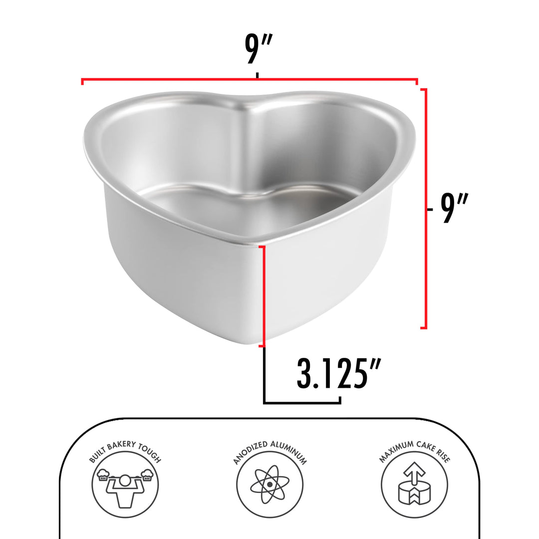 Fat Daddio&#39;s PHT-83 Anodized Aluminum Heart Cake Pan, 8 x 3 Inch