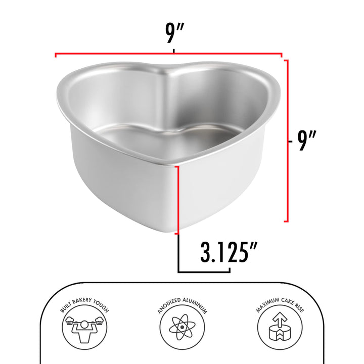 Fat Daddio&#39;s PHT-83 Anodized Aluminum Heart Cake Pan, 8 x 3 Inch