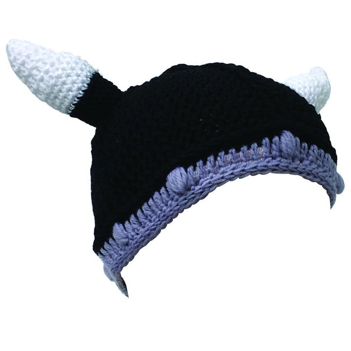 Unisex Barbarian Knight Knit Hat Viking Horns Beanie Funny Caps (Black)