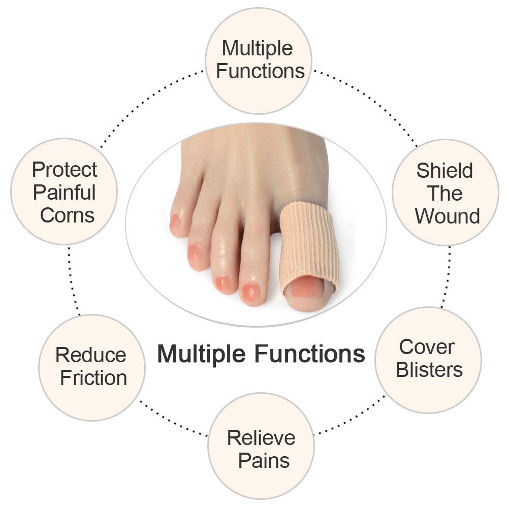 Cuttable Toe Tubes Sleeves 5 Pack, Made of Elastic Fabr