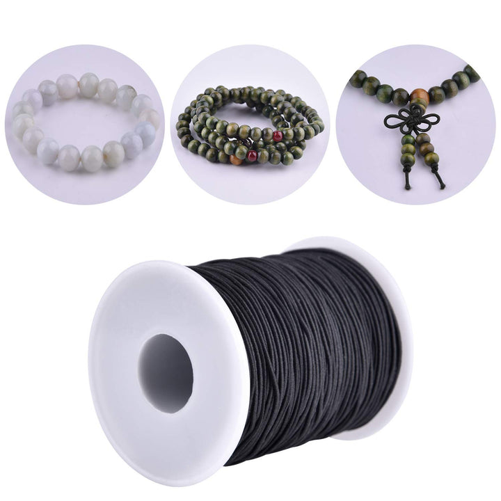Elastic String Cord, 2 Roll 1 mm Elastic Thread Beading String Cord for Jewelry Making Bracelets Beading 109 Yards Each Roll (White and Black)