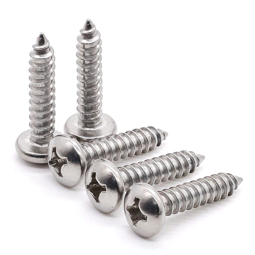 Glvaner #4 x 3/4 (100 pcs) Pan Head Self Tapping Screws, 18/8 Stainless Steel 304, Phillips Pan Head Sheet Metal Screws, Pan Head Wood Screws, No.2.9mm Thread Size