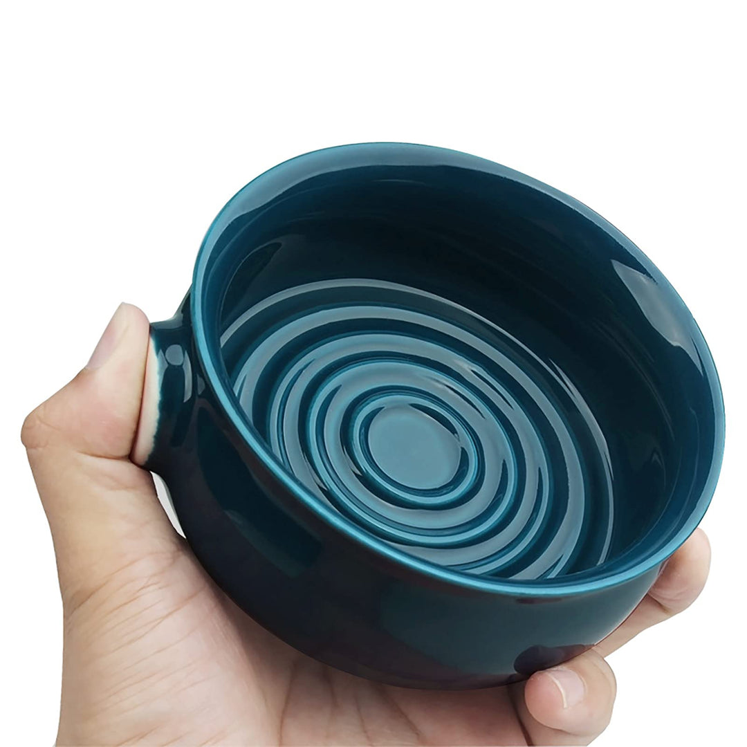 Linkidea Ceramic Shaving Soap Bowl with Non-slip Handle