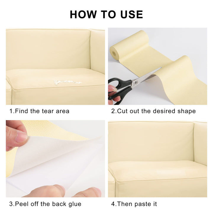 Leather Repair Patch for Furniture, 16 x 63Leather Repair Tape self Adhesive,Leather Repair Patch for car seat couches Sofa Jackets Handbags Beige