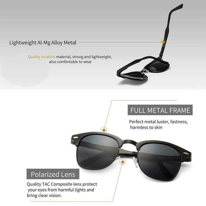 SUNGAIT Classic Half Frame Retro Sunglasses for Women M