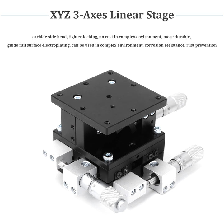 3-Axes Manual Linear Stage,60 x 60mm Trimming Tuning Sliding Table,Micrometer Linear Stage Trimming ,for Production Machinery,Testing Equipment,Optical
